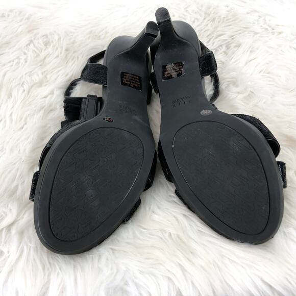 Alex Marie 9 M Womens Black Leather Embellished Ankle Strap Heels - Picture 7 of 8